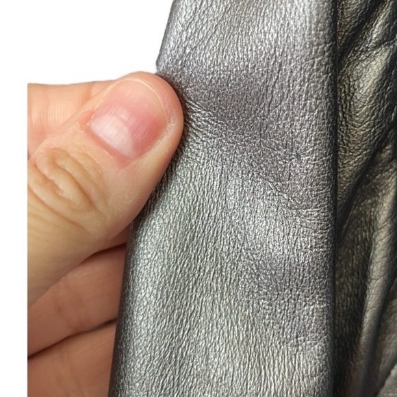 🖤 Bella Pelle Metallic Silver Leather Blazer Jacket | Size M | Made in USA - Picture 11 of 11